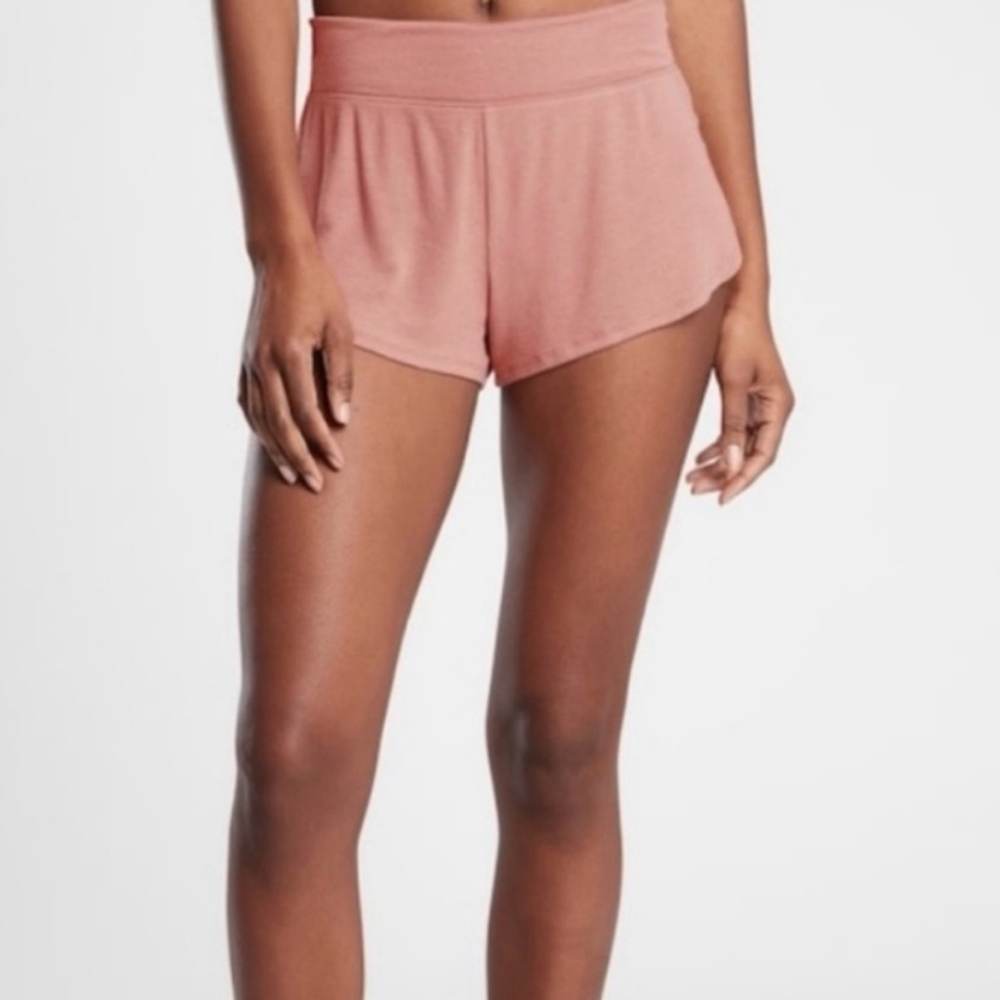 Athleta Well Rested Sz XL Pink Rib Shorts Elastic Pull On Intimates Lounge Women